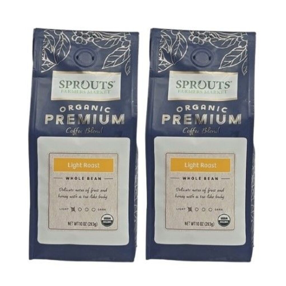 2-PACK Sprouts Organic Premium Coffee Blend Light Roast Whole Bean 10oz